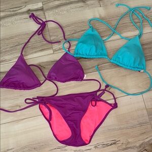 Purple and Teal Bikini Set